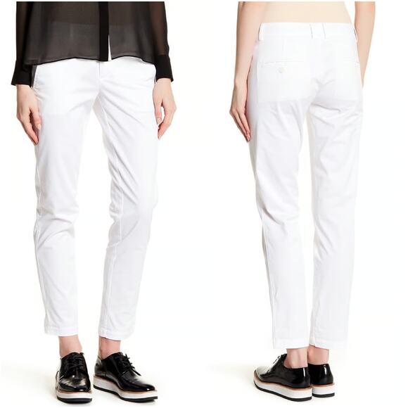 Vince White Flat Front Boyfriend Trouser Slim Fit Chino Pants Women's Size 2 - Picture 1 of 8